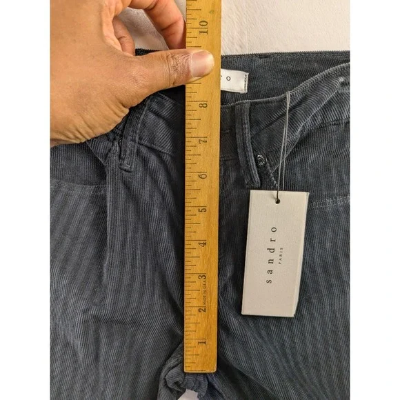 Sandro Corduroy Pants High Rise Supper Skinny Fit Casual Black Size‎ 24x30 - Picture 9 of 15